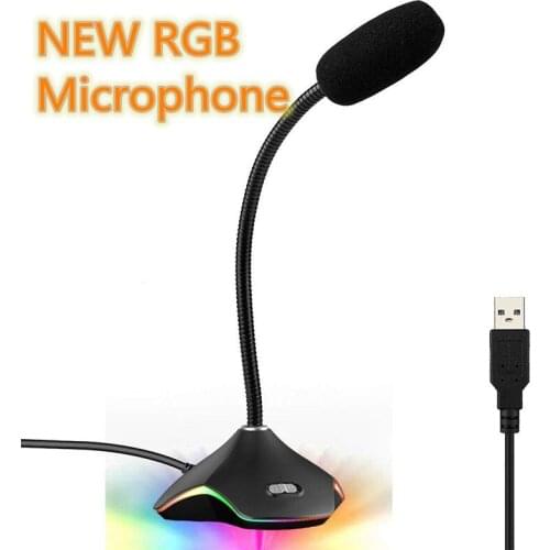 1pc USB Microphone With RGB Magic Lights for PC Computer Laptop Notebook Desktop Gaming Chatting Noise Reduction Microphone