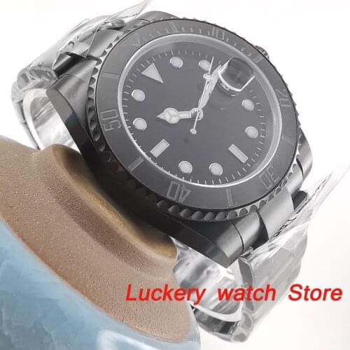 40mm no logo black dial black case Luminous saphire glass;black Ceramic Bezel Automatic movement mens watch-BA131