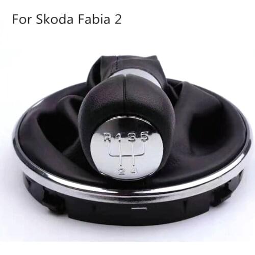 5 Speed Car Gear Shift Knob Stick Gaiter Boot Sliver Matte Cap For Skoda Fabia 2 II MK2 2007 2008 2009 2010 5J0711113F