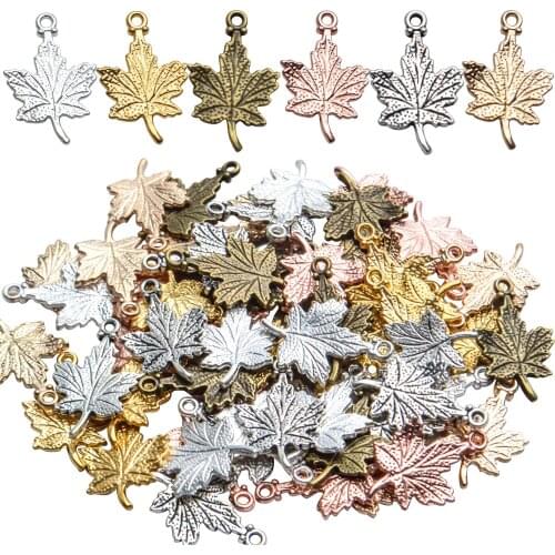 60pcs Mixed Color Hollow Leaf Charms Antique Pendants Decorations Metal Crafts Jewelry Findings for Handmade Crafting,23 * 15mm