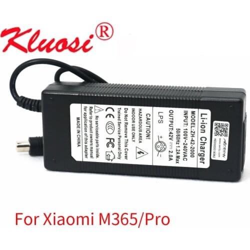 KLUOSI 10S 42V 2A 36V for Xiaomi M365 Pro Scooter Charger Power AC 100-240V Converter Adapter EU US AU UK DC 5521 Plug