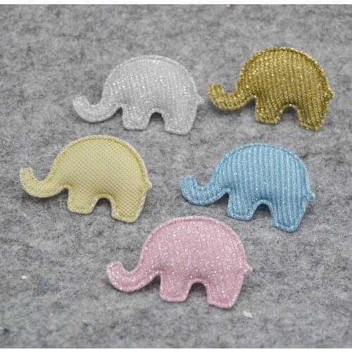 50pcs/lot 5*3.3cm shiny elephant Padded Appliques DIY Handmade Children Hair Accessories For Clothes Sewing Supplies