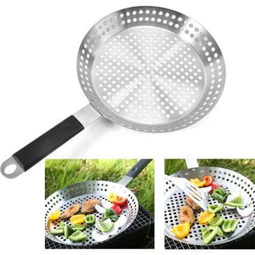 Stainless Steel Barbecue Grill Plate NonStick Charcoal Grill Round Multi Holes Oil Draining Barbecue Roast Rack Cooking BBQ Tool