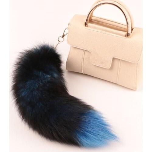 Key charm 4 colors Black burgundy red gradient large FOX TAIL fluffy fur kitty tail keychain purse hand dyed COSPLAY A80