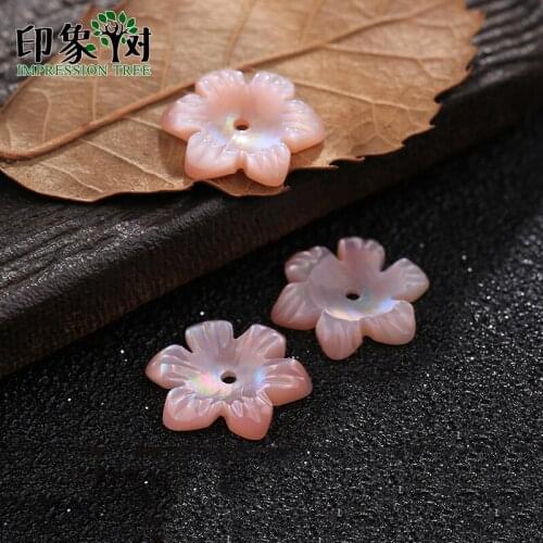 Natural Seashell-made Pink Flower Shape Beads 1Pc 11*11mm 3D Smooth Side Shell Beads For Necklace DIY Jewelry Making 19069