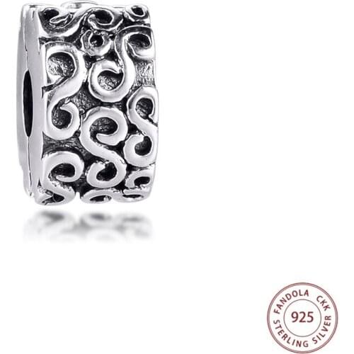 CKK Genuine 925 Sterling Silver Swirl Serpentine Clip Charms Beads for Jewelry Making Fits Original Bracelet Argent Bijoux