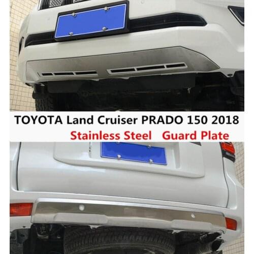 For TOYOTA LAND CRUISER PRADO FJ150 2018 Front + Rear Bumper Diffuser Stainless steel Bumpers Guard skid plate car accessories