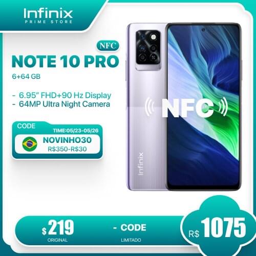 Global Version Infinix Note 10 Pro NFC Support 6.95'' Display Smartphone Helio G95 64MP Camera 33W Super Charge 5000 Battery
