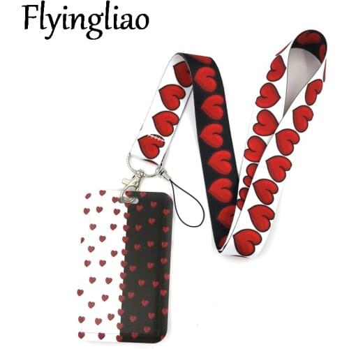 Red Hearts Love Couple Lanyard for Keys Phone Cool Neck Strap Lanyard for Camera Whistle ID Badge Cute webbings ribbons Gifts