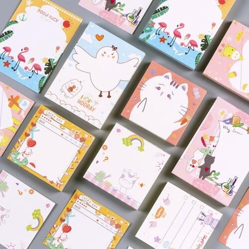 Cute cartoon Memo Pads Kawaii Message Notes Decorative Notepad Note paper Memo Stationery Office Supplies 100 Sheets