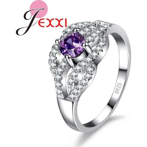Fashion Elegant Band Jewelry CZ Rings For Women 925 Sterling Silver Engagement Party Rings Bijoux