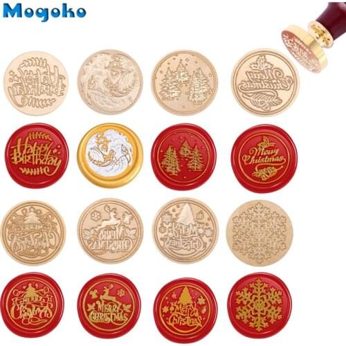 Mogoko Mermaid Snowflake Merry Christmas Sealing Wax Seal Stamps Retro Wood Classic Wax Stamp for Wedding Cards Envelope Deco