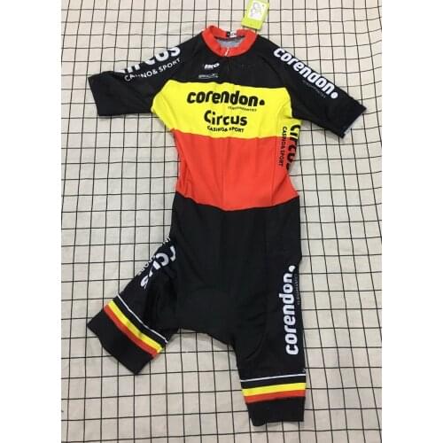 MENS CYCLING WEAR CYCLING JERSEY BODY SUIT SKINSUIT WITH POWER BAND 2019 CORENDON CIRCUS TEAM BE CHAMPION GEL PAD SIZE XS-4XL