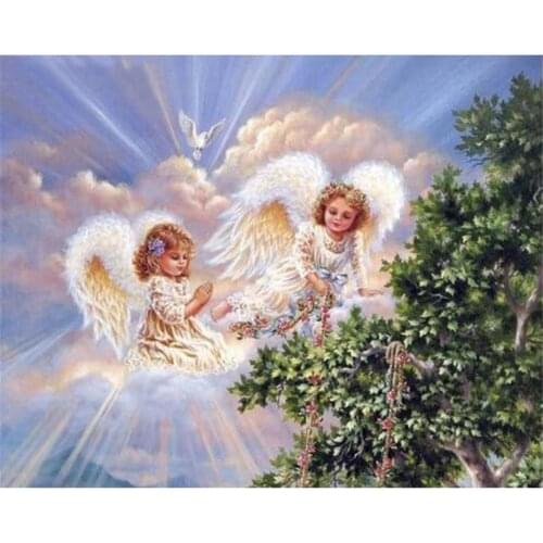 Angel Girl Landscape Printed 11CT Cross-Stitch Embroidery Kit DMC Threads Handiwork Craft Handmade Hobby Jewelry Stamped