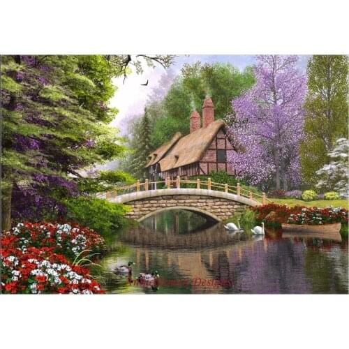Needlework for embroidery DIY DMC High Quality - Counted Cross Stitch Kits 14 ct Oil painting - The River Cottage