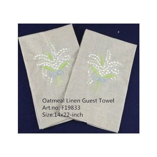 Set of 12 Fashion Handkerchiefs Oatmeal Linen Tea Towel -14"x22"Cloth Guest Hand Dish Kitchen Bathroom Towels embroidery Floral