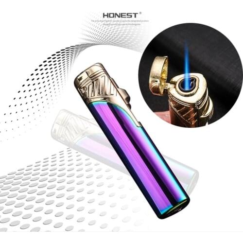 Honest Personality inflated GAS lighter, long strip metal, jet blue flame cigar lighter mens smoking gift