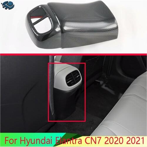 For Hyundai Elantra CN7 2020 2021 Car Accessories Carbon Fiber Style Plated Armrest Box Rear Air Vent Frame Trim Cover