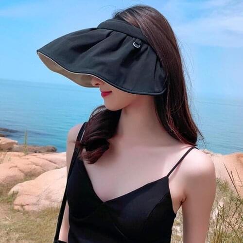 YQYXCY New Shell Sun Hat For Womens Uv Protection Summer Beach Sun Hat Cycling Empty Top Sun Hat Female Folding Sunshade