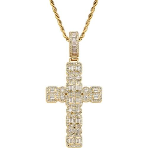 New Cubic Zircon 925 Silver Cross Pendant Men Necklace High Quality Rock Chain Link Luxury Jewelry