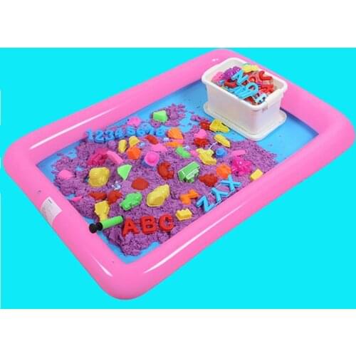 Plastic Inflatable Sand Tray Mobile Table For Children Kids Indoor Playing Sand Clay Color Mud Toys Accessories