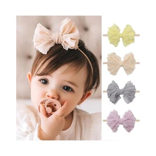 Kids Baby Girls Headband Chiffon Ribbon Bowknot Hair Accessories Hairband Elastic Children Kids Headwear