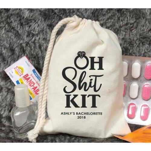 Party welcome bag personalized bachelorette diamond ring thank you gift bags Oh Shit Kit hangovers Kit bag Survival Recovery Bag