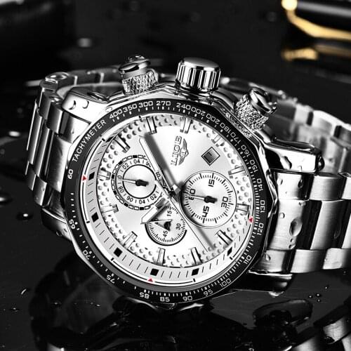 Relogio Masculino LIGE New Sport Chronograph Mens Watches Top Brand Luxury Full Steel Quartz Clock Waterproof Big Dial Watch Men