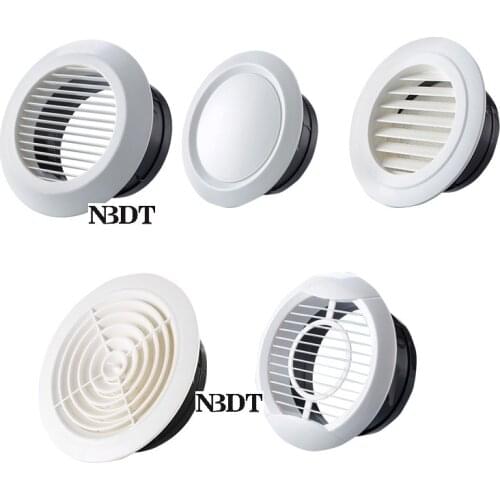 3" 4“ 5” 6“ 8” White ABS Plastic Round Air Vent Grill Cover Ducting Hose Louver Wall Ceiling Mounted Adjustable Flower Pattern