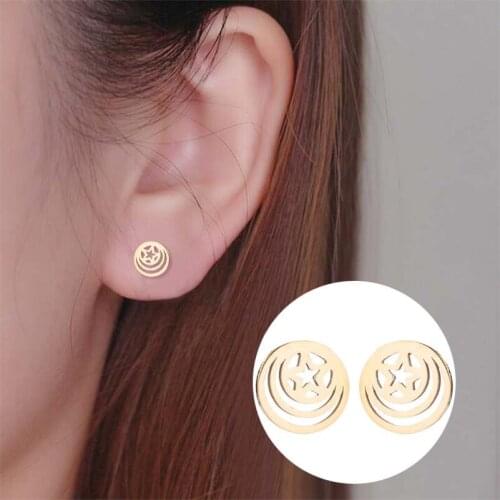 Creative Mosquito Coil Shaped Stud Earrings Stainless Steel Gold Color Star Earrings for Men Women Party Decoration