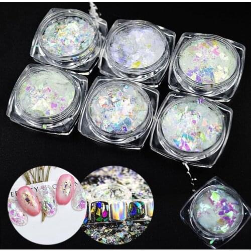 6 Boxs Nail Art Irregular Broken Glass Paper Nail Decor Dust Powder For DIY Sequins Flakes Paillette