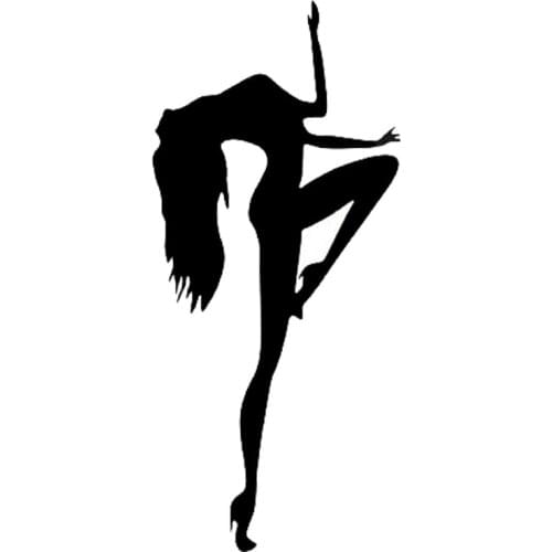2 Size GIRL POLE DANCING Steel Car Door Stickers Reflective Car Stickers Decals Creative Black/Silver CT-569