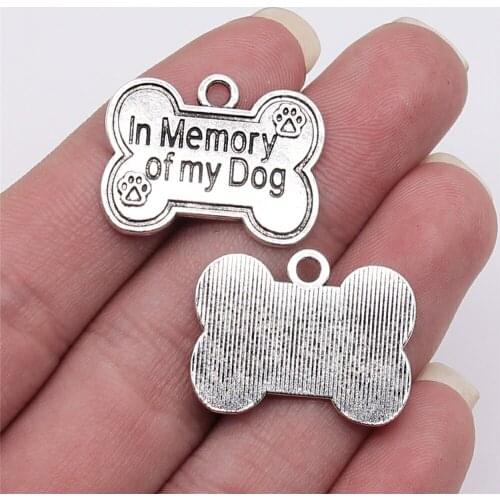 Tristana 10pcs 25x19mm Antique Silver Color In Memory Of My Dog Tag Charms Pendant For Jewelry Making DIY Jewelry Findings