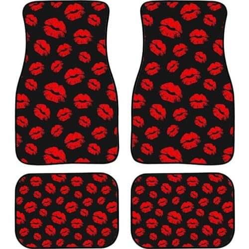 Aimaao Universal Fit Carpet Floor Mats Full Set Red Lips Print Cute Car Floor Mat For Most SUV,Vans,Sedans Trucks For Honda