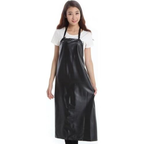 PVC Waterproof Apron Black Man Women Waiter Restaurant Kitchen Work Apron Adult Anti-oil Anti-stain Waitress Sleeveless Apron