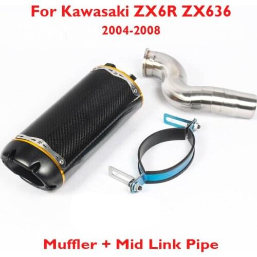 ZX6R ZX636 Motorcycle Exaust System Muffler Silencer Tail Pipe Escape Slip on Exhaust Pipe for Kawasaki ZX6R ZX636 2004-2008
