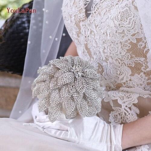 YouLaPan HF01 Rhinestones Holding Flowers Wedding Bridal Bouquet mariage Holding Flowers for Wedding