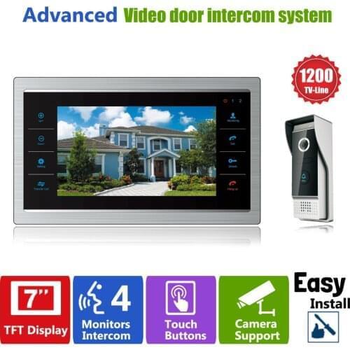 Homefong 7" TFT 1200TVL Door Monitor Video Intercom Home Door Phone Recorder System SD/TF Card Supported Waterproof Rain Cover