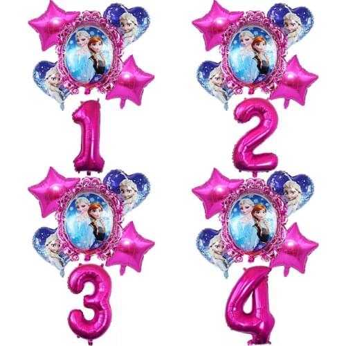 1Set Disney Frozen Princess Elsa Helium Balloons 32inch Number Baby Shower Party Decoration Balloons Kids Birthday Air Globos