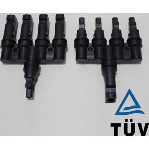 1 pair M/FM Solar Panel 4 to 1 T Branch 30A Solar Panel Connector Cable Coupler Combiner Panel Cable Connectors