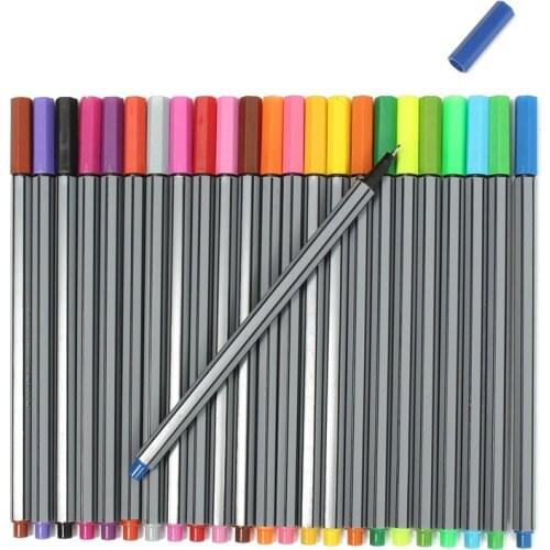 24PCS Color 0.4 mm Fiber Water Marker Pen Draw Liner Finecolour Markers Sketch Drawing Art Painting Professional