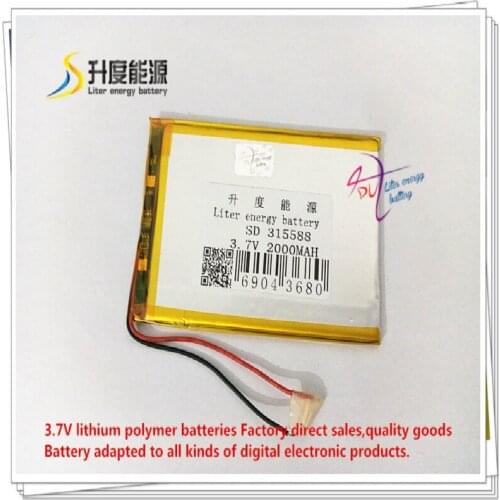 3.7V 2000mAH 315588 polymer lithium ion / Li-ion battery for tablet pc power bank cell phone speaker e-book
