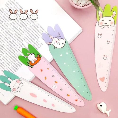 36 pcs/lot Carrot Rabbit Magnet Ruler Cute Bendable 15cm Measuring Drawing Tool Promotional Stationery gift school supplies