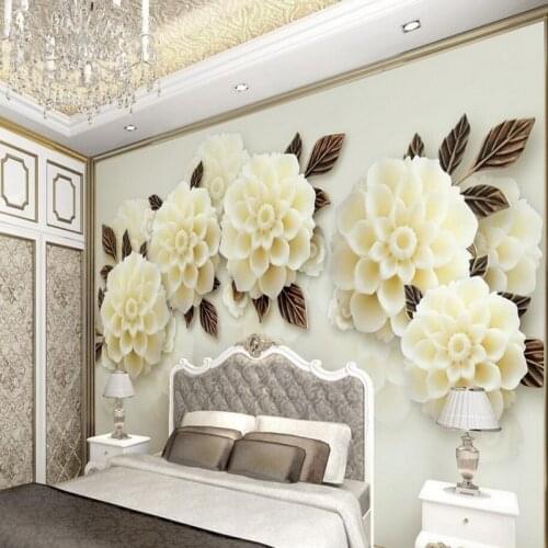 Beibehang Custom wallpaper photo large mural living room TV background 3d wallpaper relief jade flower wallpaper for walls 3 d