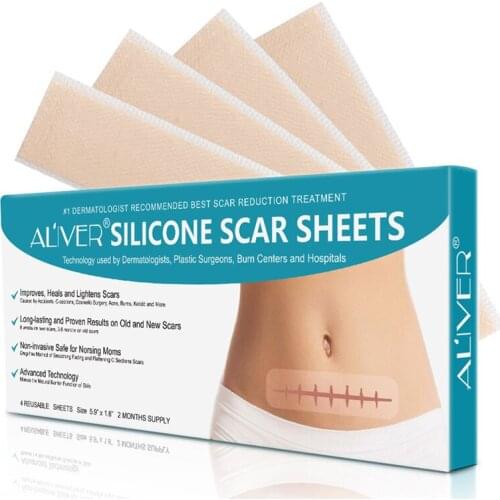 4Pcs/Box Reusable Silicone Surgical Scar Removal Patch Sheets Burn Skin Repair Patch Remove Trauma Burn Sheet Skin Repair