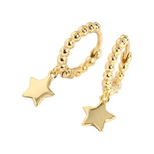 925 Sterling Silver Earring Fashion Cute Star Moon Zircon Rectangular Short Pendant Drop Earring Trend Fashion Woman Ear Jewelry