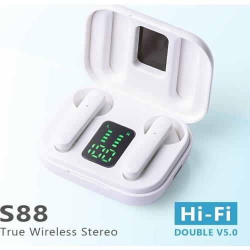 AIRVOLT Wireless headphone Bluetooth 5.0 Earphone Mini TWS Earbuds HIFI Sport Headset With charging case For all smartphone S88