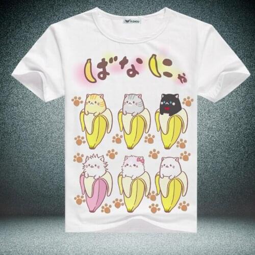 Free shipping 2018 New Fashion Casual Summer Anime T-shirt COSPLAY Banana Meow Short-Sleeved Round Neck Cute T-shirt