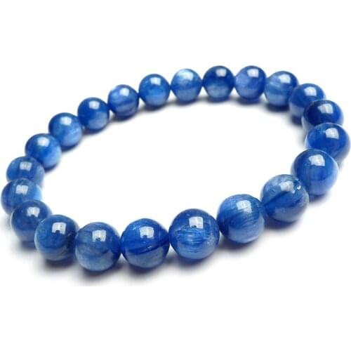 Genuine Blue Natural Kyanite Gemstone Cat Eyes Crystal Round Beads Stretch Bracelets 8mm Fashion Stone Beads AAAAA