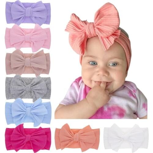 Baby Girls big bow headbands Elastic Bowknot hairbands headwear Kids Infants headdress Toddler Turban Head Wraps KHA391